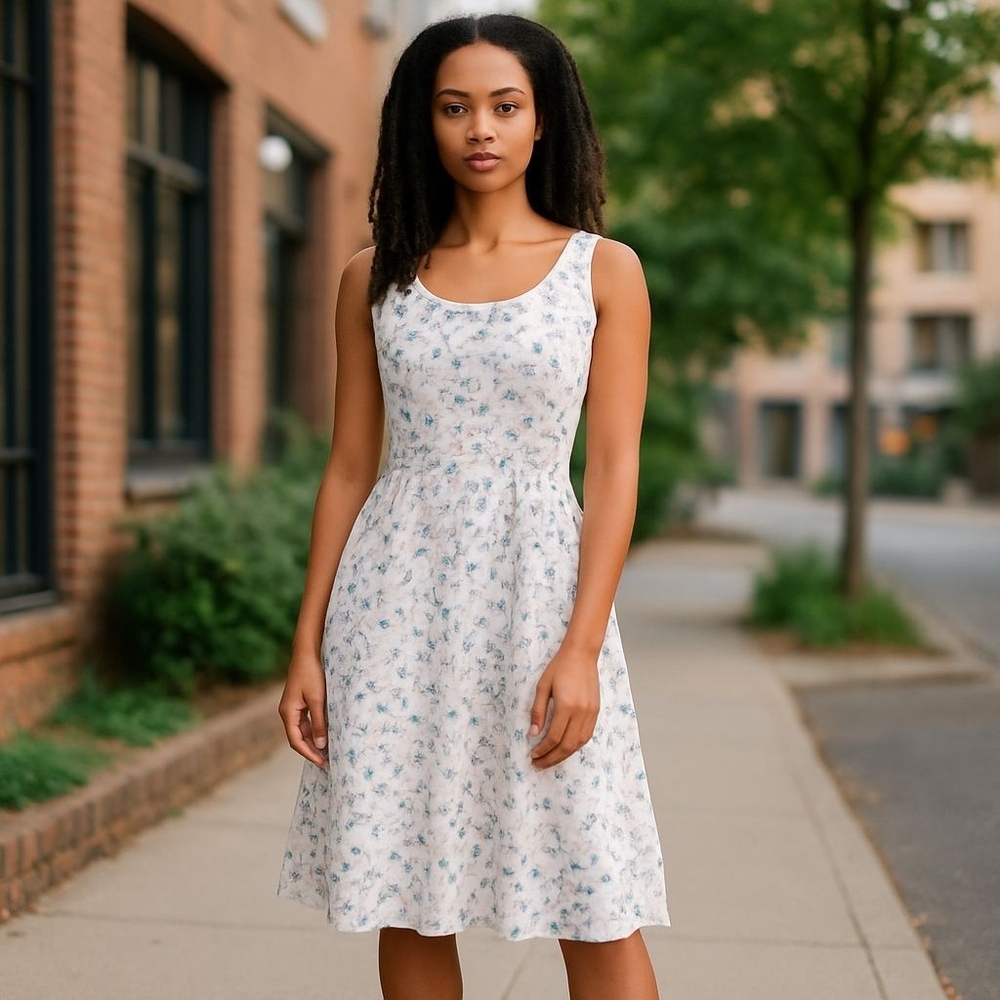 LC Waikiki Spaghetti Strap Button Down Summer Dress